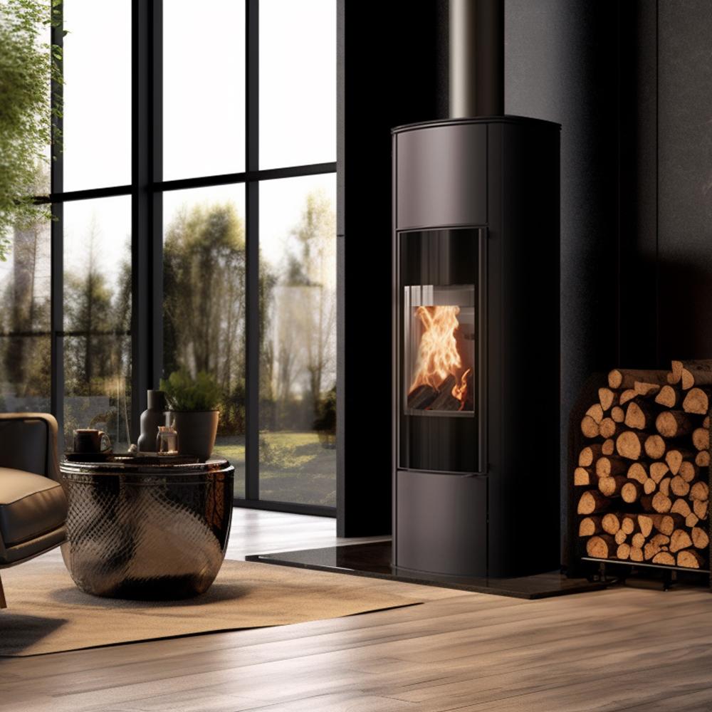 Отдельно стоящая стальная печь KRATKI AB KRATKI ENYO R Высокая 5,5 кВт Ø 100/150