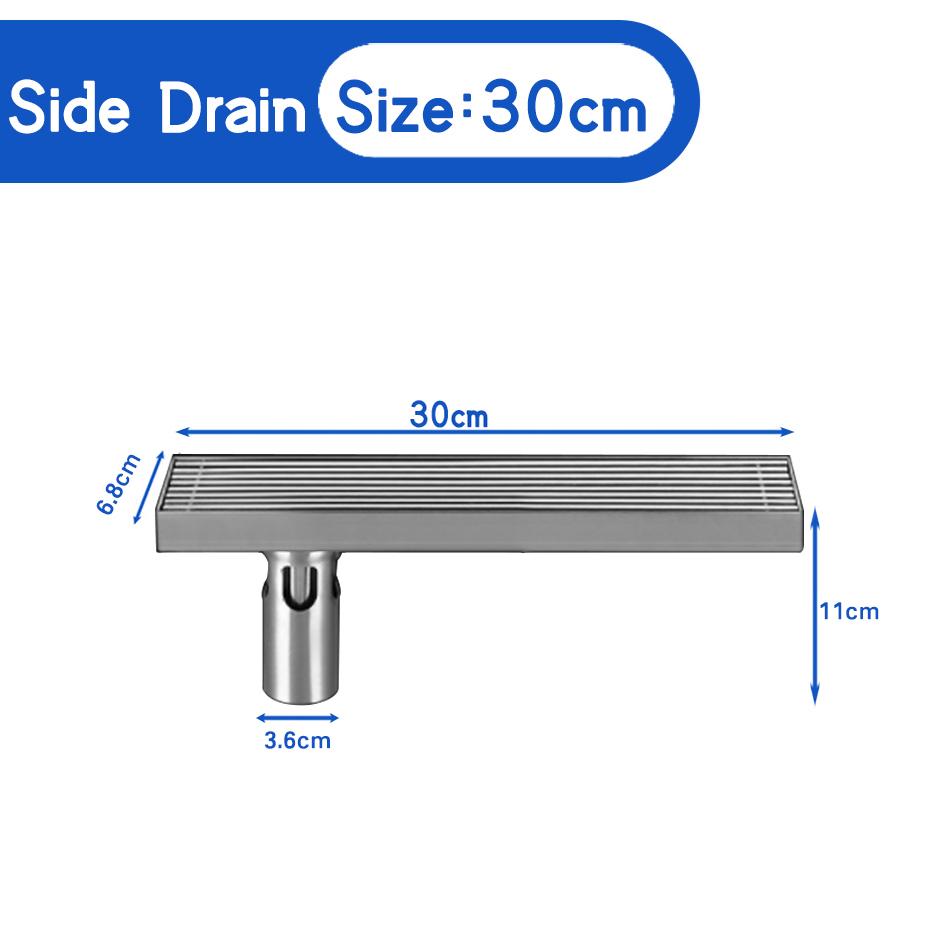 Слив для пола в ванной USU304 из нержавеющей стали в полоску, прямоугольный душ, длинный линейный слив, боковой слив для пола в туалете на кухне