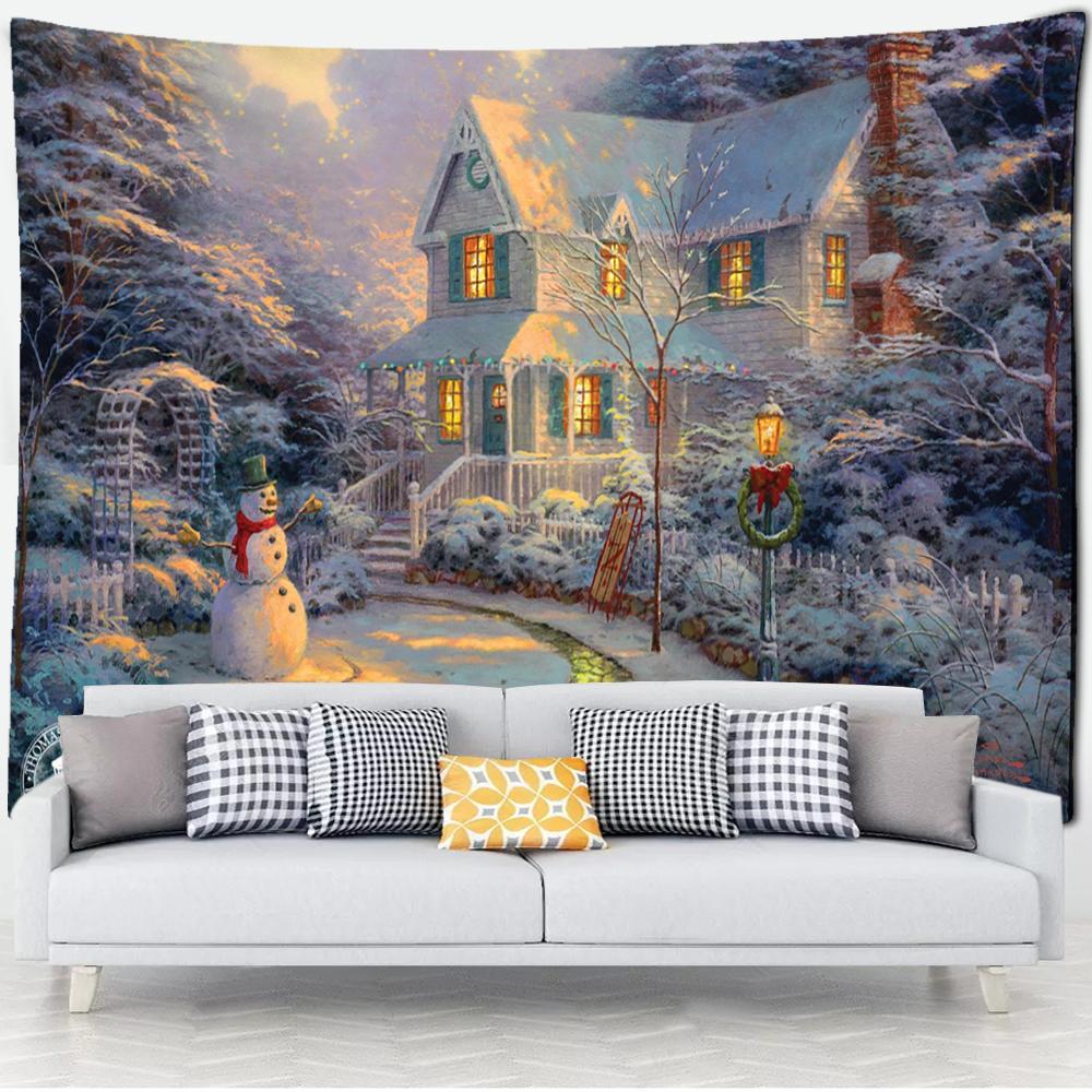 Лесная хижина гобелен настенная картина маслом фон ткань печать психоделическое колдовство богемный декор