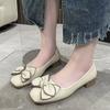Bow Shallow Mouth Doudou Shoes Women's 2025 New Spring and Summer One-pedal Soft Sole Soft Leather with Skirt Single Shoes Ladyshoes