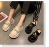 Fashion 2025 Platform Mule For Women New Slippers Loafer Chunky Golden Chains Leather Pearl Loafer Thick Bottom Ladies Luxury Sandals