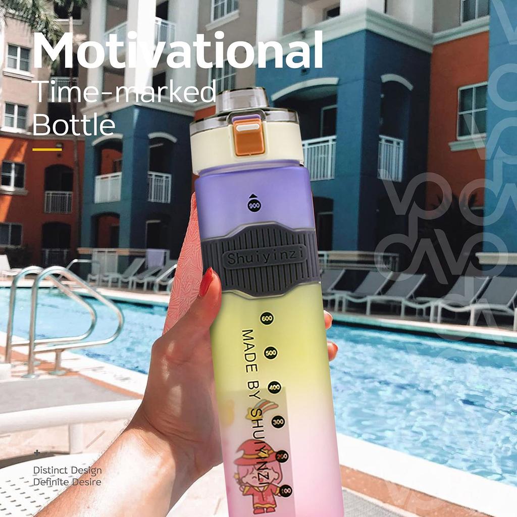 720ml Motivational Fitness Sports Water Bottle Large Wide Mouth Leakproof Durable