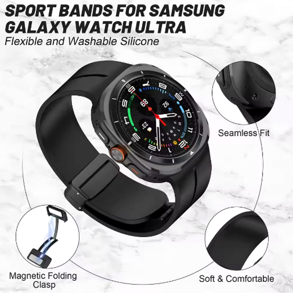 Силиконовый спортивный ремешок для Samsung Galaxy Watch Ultra 2025 Браслет для Galaxy Watch 7 Ultra 47 мм Магнитная застежка Ремешки для часов