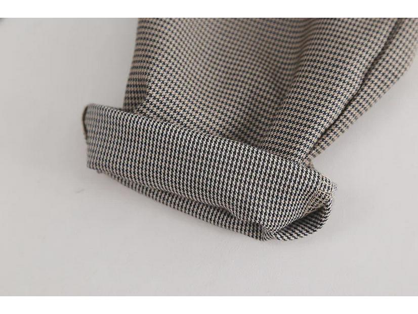 Детский комбинезон с галстуком-бабочкой в ломаную клетку - белая рубашка, комплект из двух предметов в корейском стиле