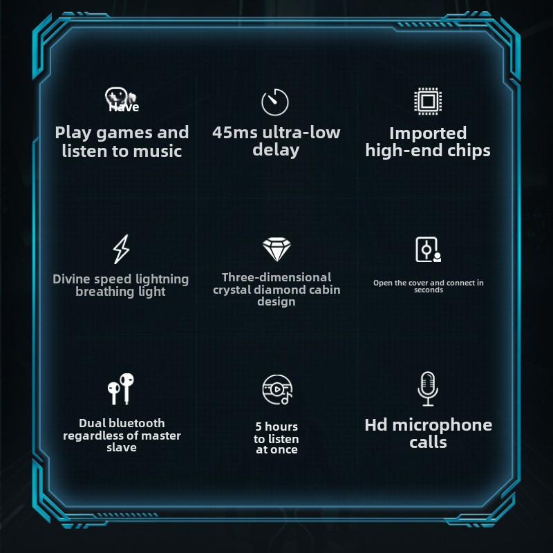 New Gaming Headset P30 Non-inductive Delay TWS Bluetooth Headset In-ear Cool Technology