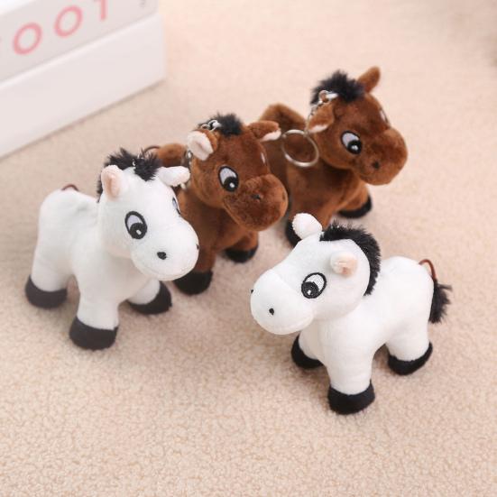 Cute Cartoon Plush Horse Doll Keychain Miniature Stuffed Animal Keyring Bag Pendant Stress Relief
