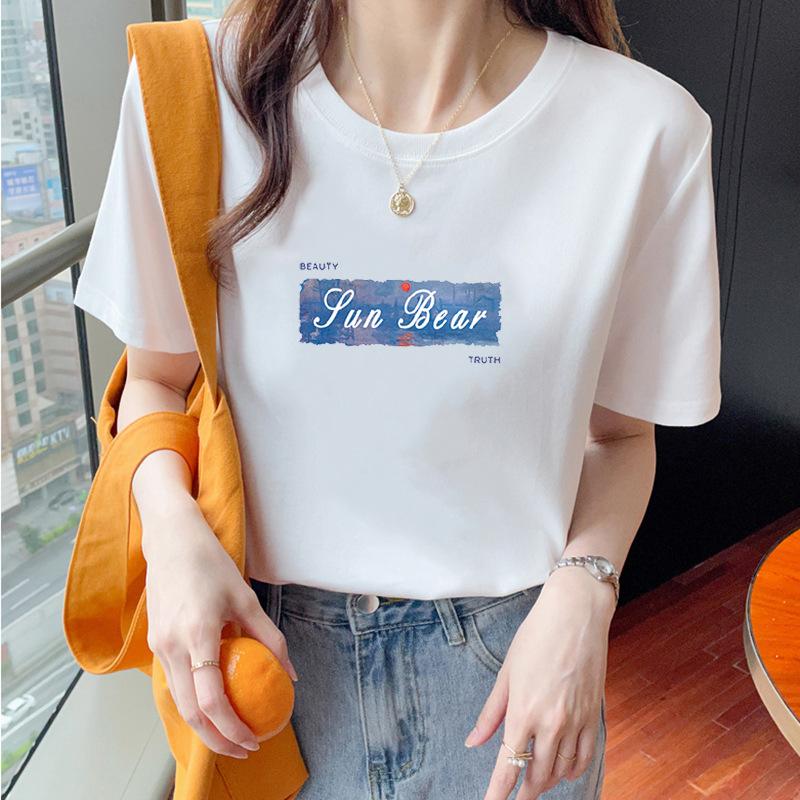 VEZFAA Женские модные повседневные летние весенние блузки и рубашки с круглым вырезом с короткими рукавами