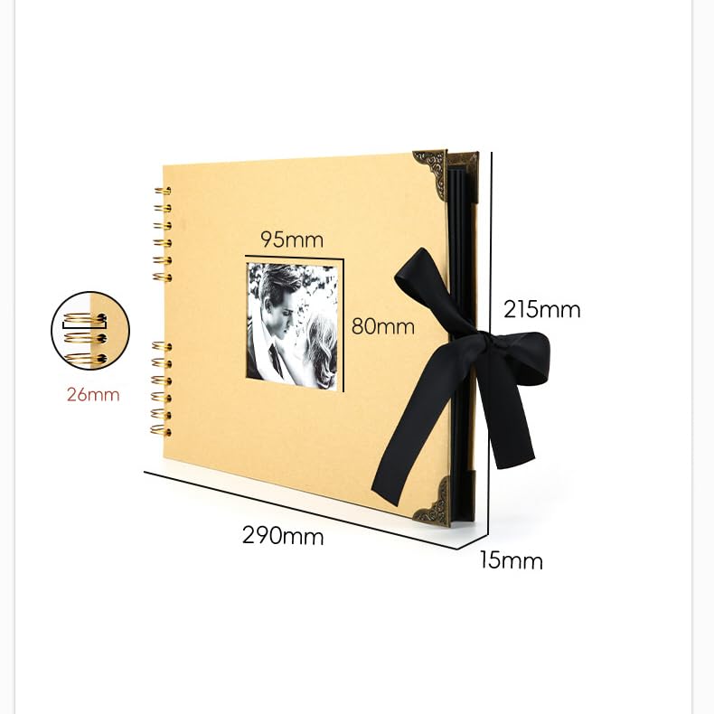 NASSIA Handmade Photo Album, Large Capacity, 40 Sheets, 80 Pages, A4 Size (Brown)