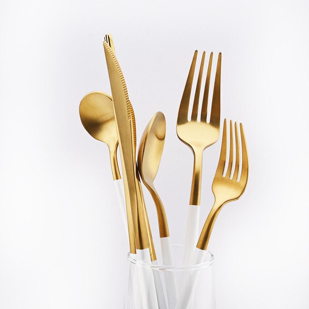Посуда из белого золота, нож, десертная вилка, кофейные ложки, посуда, нож для масла, вилка для торта, 1 шт., набор столовых приборов из нержавеющей стали 18/10