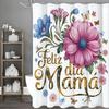 Happy Mother's Day Colorful Floral Botanical Shower Curtain, Bathroom Decorative Shower Curtain, Waterproof Shower Curtain with