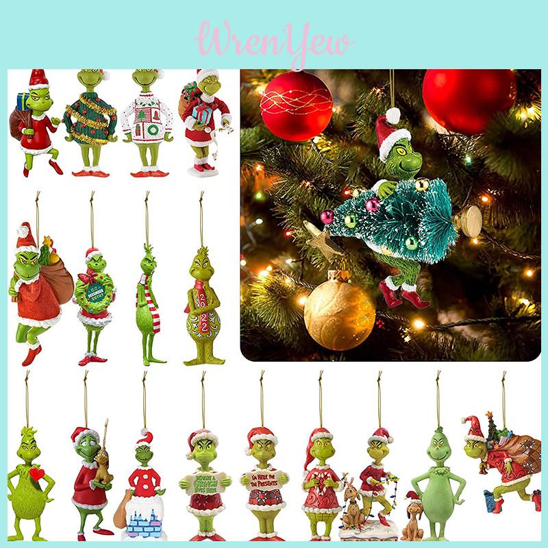 Fascinating Green Acrylic The Grinch Xmas Gift For Car Tree Bag