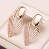 Smooth Geometric Dangle Earrings Rose Gold Color Women Minimalist Jewelry