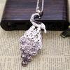 Hot Sale Special Trendy Unique New Colorful Crystal Peacock Pendants Necklaces for Women Long