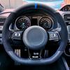 No-Slip Black Suede Car Steering Wheel Cover For Volkswagen Golf 7 GTI Golf R MK7 Polo Scirocco 2015 2016 Car Accessories