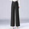 Spring 2025 Women's High-Waist Wide-Leg Denim Trousers - Slim Fit, Drape, Straight-Leg Design for Mature Styles