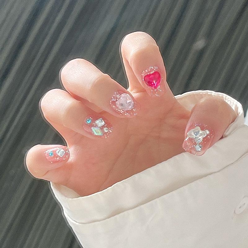 Наклейки для ногтей My Melody Heart Милые мультяшные - Короткие, Съемные, Горячий стиль