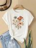 Floral Fashion Tee Breathable Women's Casual Fashion T-Shirt Crew Neck Short Sleeve Colorful Floral Women Clothing