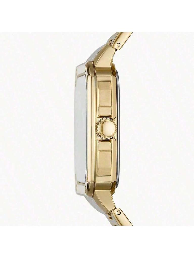 Мужские автоматические часы с полым золотым циферблатом и золотым стальным ремешком. маленький квадратный полый циферблат модный универсальный, идеально подходит для парней друзей. BQ2573