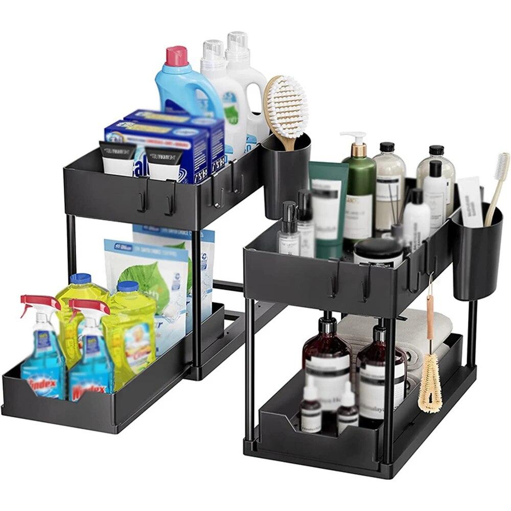 Pullable Double-Layer Storage Rack, Kitchen Sink Disassembly And Storage Countertop, Spice Rack, Seasoning Storage Rack