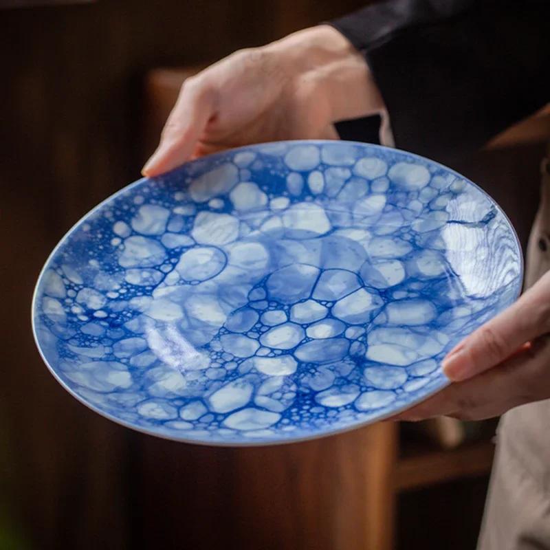 Круглые обеденные тарелки в китайском стиле, легкая роскошная ресторанная тарелка для стейков, изысканные блюда, плоская тарелка, уникальная бытовая посуда