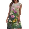 Women's Casual And Fashionable Round-neck Sleeveless Printing Mid Length Dress