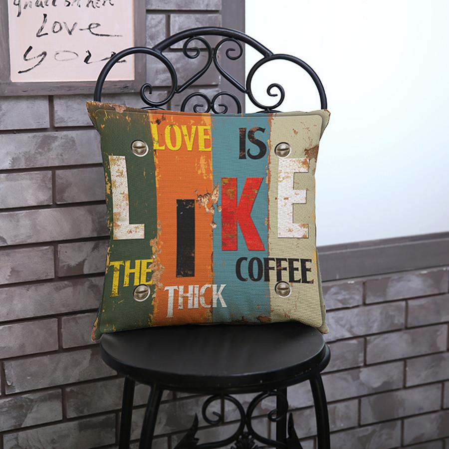 Vintage Letters Pattern Living Room Decoration Cushion Cover Love Greetings Creative Punk Pop Style Throw Pillow Case Cojines