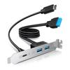 Адаптер для передней панели 20 Гбит/с USB 3.2 Gen 2x2, USB-C и USB на USB 3.2 Type-E Key-A 20-контактный и 19-контактный USB-разъемы с кронштейном PCIe