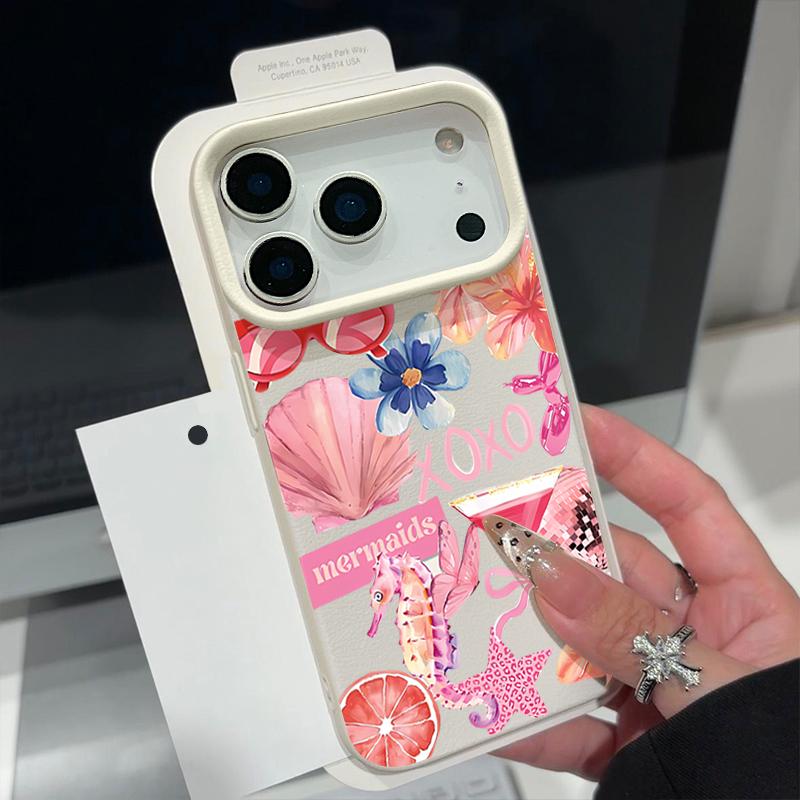Розовый Чехол с Мультяшным Цветочным Рисунком для iPhone 17 Pro Max iPhone 16 Pro Max 15 14 13 12 11 16E Air Роскошная Силиконовая Крышка с Текстурой Кожи