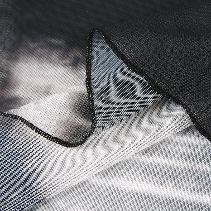 Модные тонкие сетчатые топы с абстрактным принтом и длинными рукавами и круглым вырезом, короткий кружевной женский топ