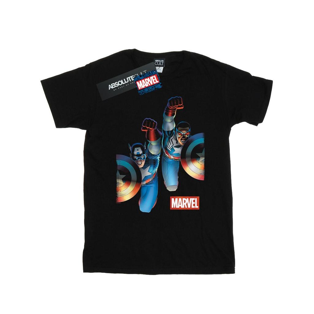 Marvel Mens Falcon And Captain America Side By Side T-Shirt