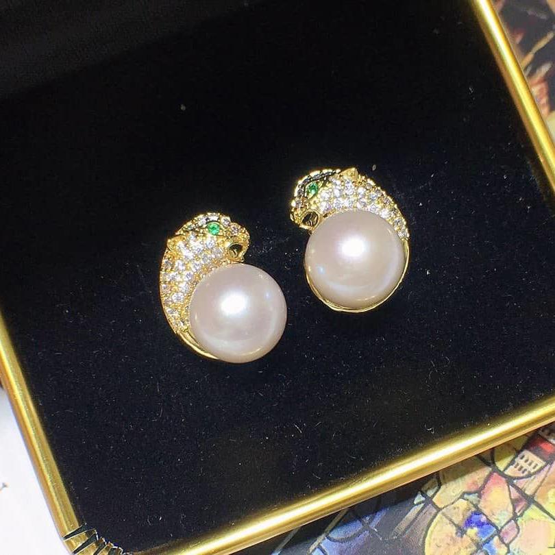 14k Gold Leopard Pearl Diamond Jewelry Set 925 Sterling Silver Wedding Rings Earrings Necklace For Women Men Engagement Jewelry