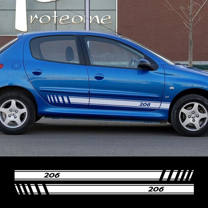 Car Side Line Stickers Tuning Accessories Vinyl Film Decals for Peugeot 206 DIY Auto Sports Decal Graphics Wrap Accessories