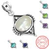 925 Sterling Silver Pendant Women Gemstone Handmade Jewelry New Year Gift Blue Green Purple Copper Turquoise Pearl Lapis Mother Of Pearl Boho