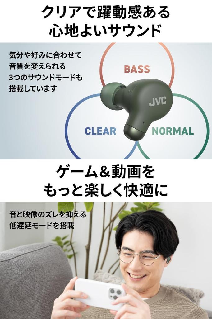 JVC Kenwood JVC Wireless Earphones Bluetooth Noise Canceling External Sound Capture Function Includes Microphone Up To 28 Hours Playback Compact