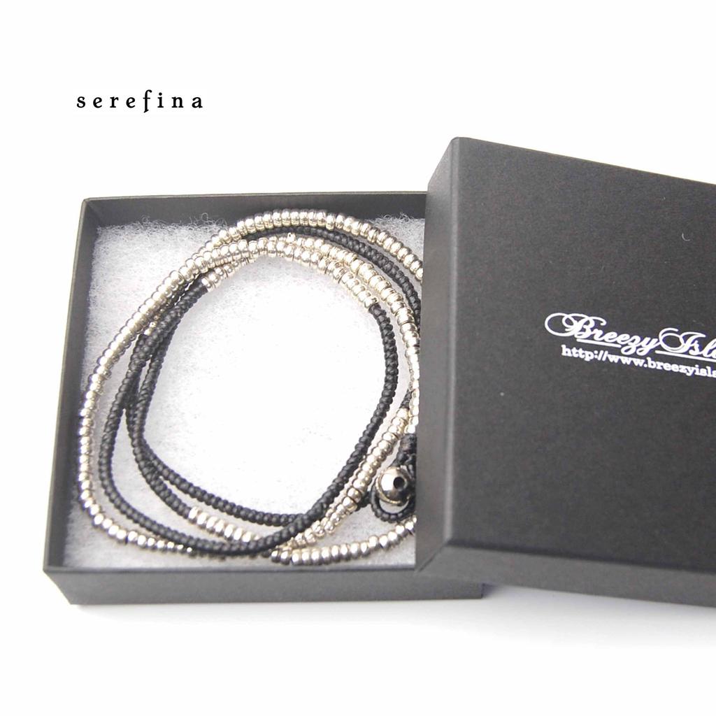serefina Wax Wrap Bracelet Bracelet with art and modern flair srb7270 [Serefina] Silver/Black