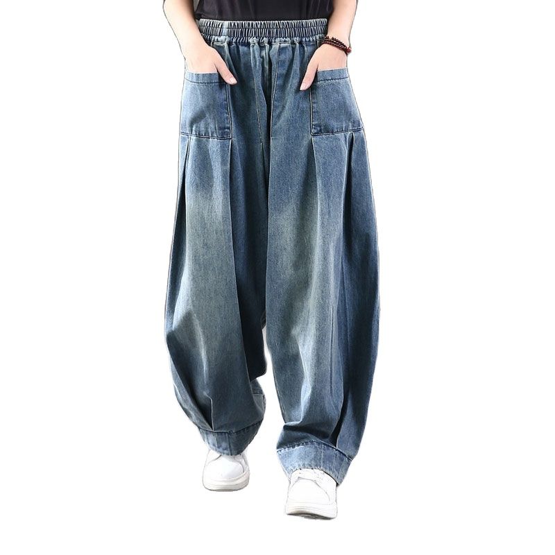 Baggy Oversize Jeans Women Denim Casual Cross Pants Female Vintage Harem Pants Trousers Bloomers Mom Wide Leg Jeans