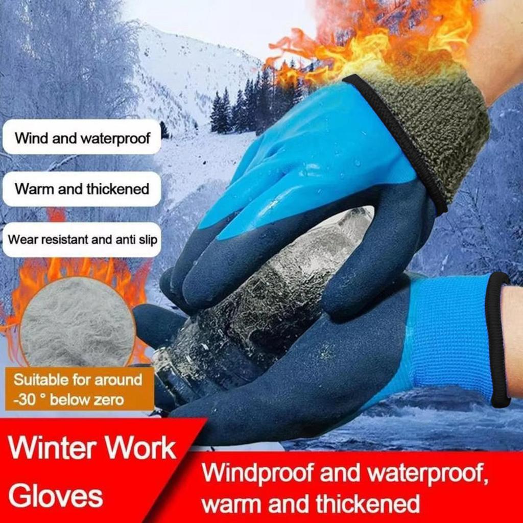 1 пара Зимние Водонепроницаемые Рабочие Защитные Термоперчатки Противоскользящий Захват Садовые Перчатки для Защиты Рук Рабочего Строителя