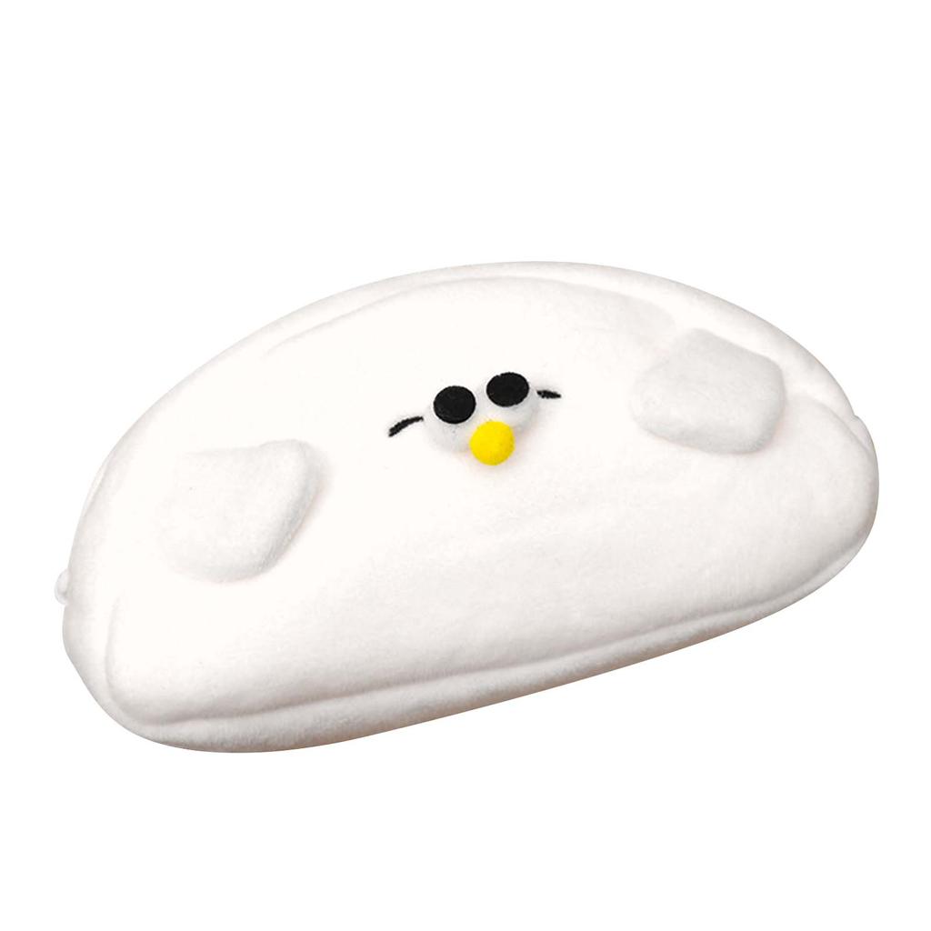 Small Pen Bag Cute Cartoon Seagull White Soft Short Plush Student Pencil Bag for School Offi