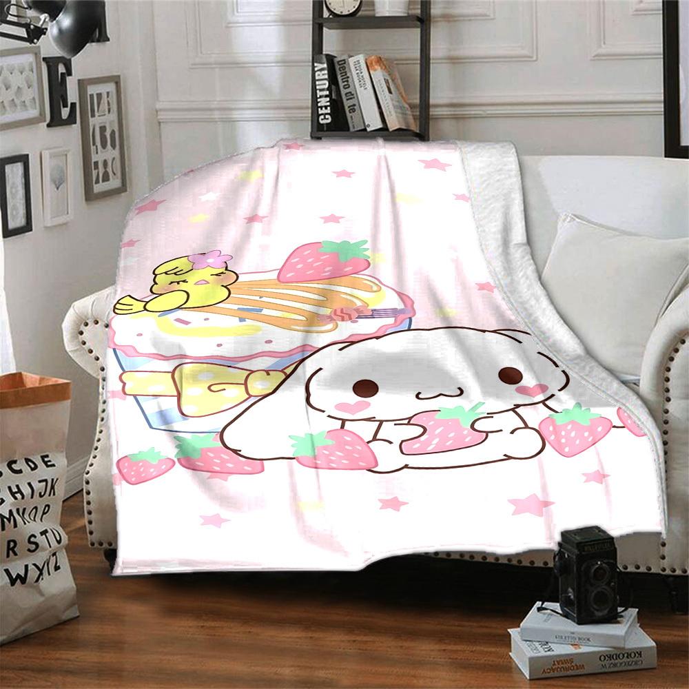1pc strawberry rabbit blanket Lightweight Flannel Throw for Sofa Bed Travel Camping Livingroom Office Couch Chair