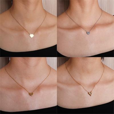 Ожерелье с подвеской Simple Love для женщин, персиковое сердце, ключичная цепочка, персонализированная, универсальная, на День святого Валентина