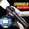 1/2PCS High Power Long Range LED Flashlight Zoomable Type-C Rechargeable Tactical Handheld Light for Outdoor Camping Fishing