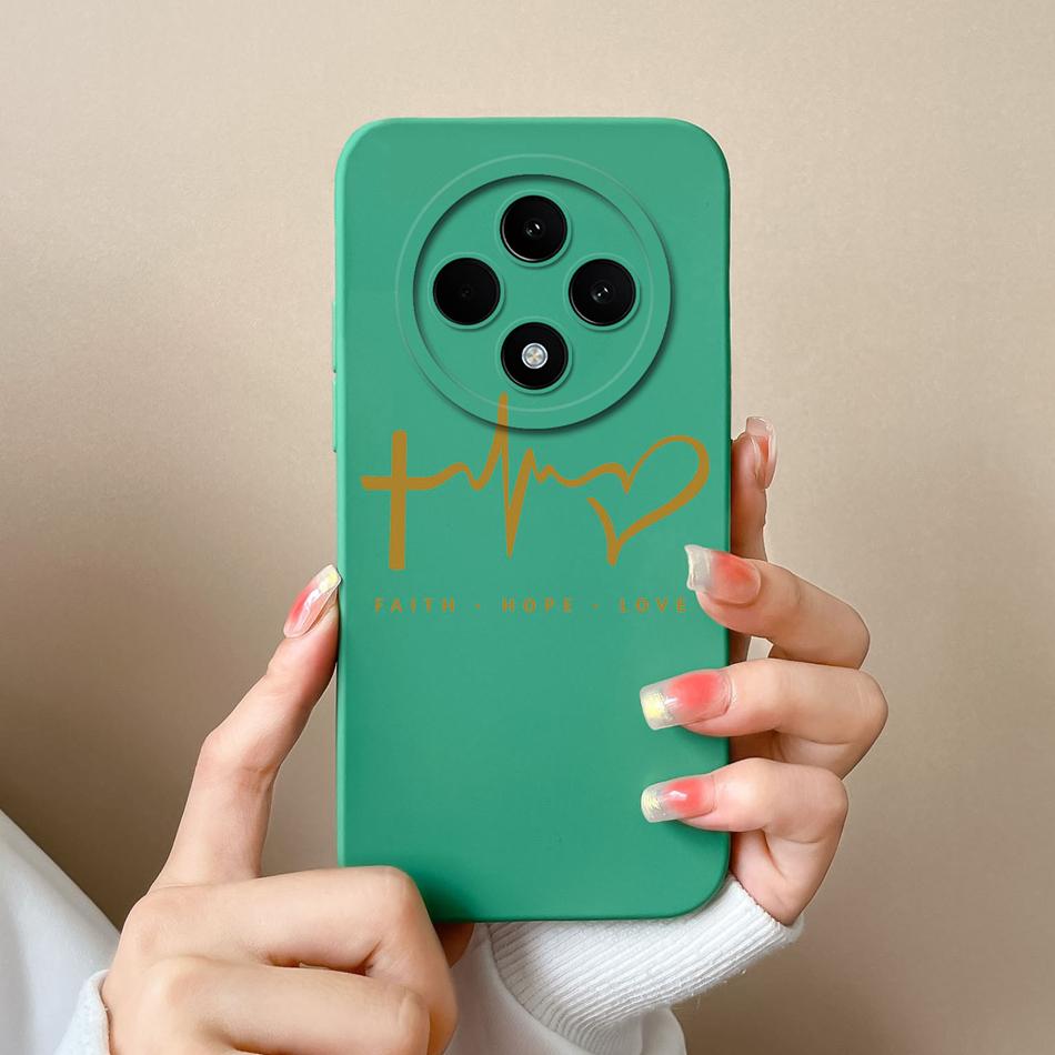 Love Heart Case For Oppo Reno 12F Phone Shell Soft Liquid Silicone Camera Protection Back Cover For Oppo Reno12F 12 F Bumper