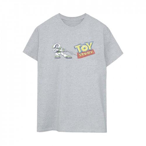 Disney Womens/Ladies Toy Story Buzz Pulling Logo Cotton Boyfriend T-Shirt