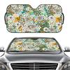 Trendy Daisy Print Summer Car Windshield Sunshade - Retractable Umbrella Style, Thermal Insulation, Sunblock