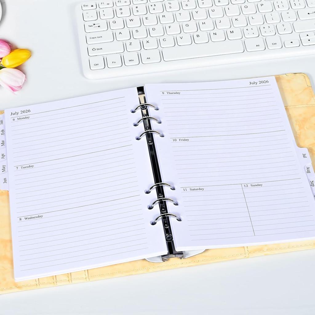 .com : Сменный блок для еженедельника и ежемесячника на 2026 год, A5 Medium Planner, erts для 6 колец, 5.5"x8.5", Янв. 2026 - Дек. 2026, 12 Ежемесячных Календарей с