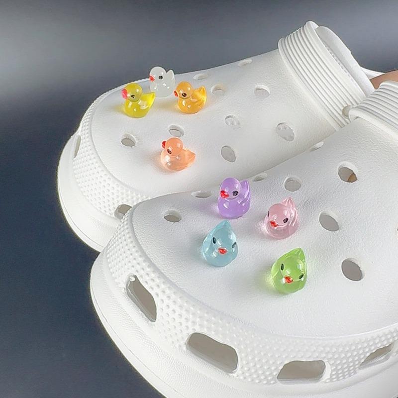 Fashion Shoe Charms Set Accessories Hole Shoe Buckle Cute Luminous DucklingDIY 3D Shoes Decorations Kids Party Boy Girls Gift