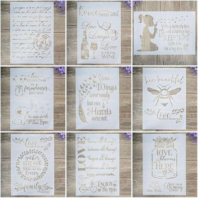 Шаблон декоративного трафарета с буквами размера А4, трафареты для рисования своими руками, скрабукинг, роспись по дереву, холсту, полу, стенам и плитке