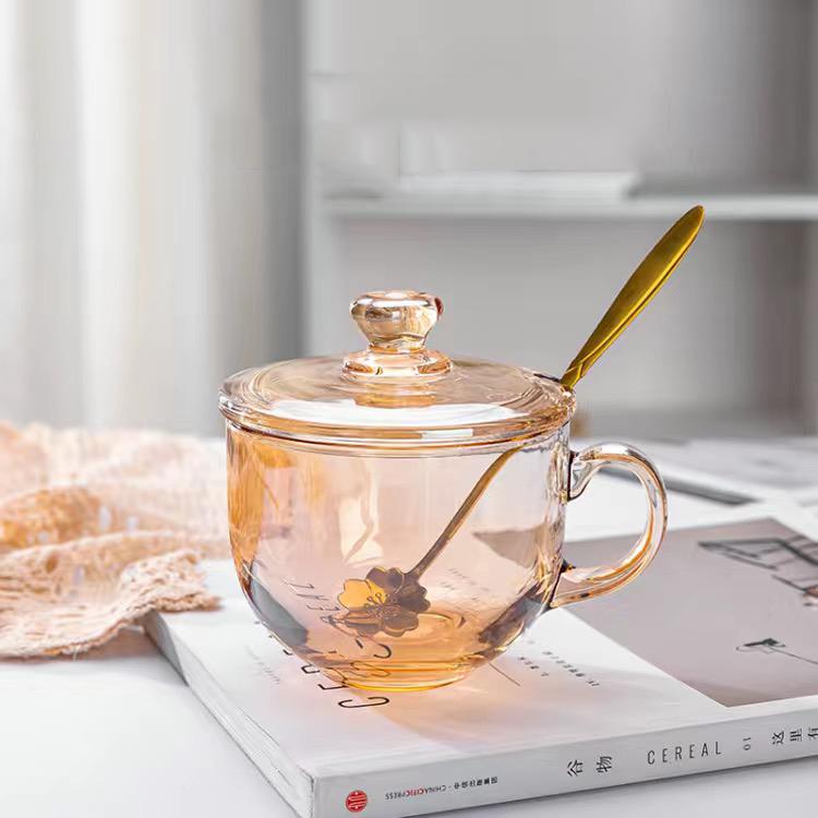 Amber Glass Coffee Cup Plate Two Piece Set Mug Water Cup Coffee Cup Milk Cup Breakfast Cup Afternoon Tea