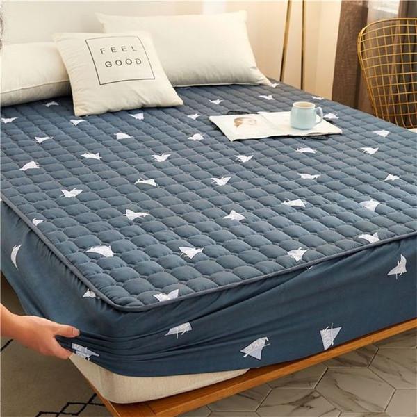 Printing Bed Fitted Sheet Cotton Thick Quilted Soft Elastic Fitted Sheet Bedding Mattress Cover Topper Single Full Queen King Sheet&Pillowcases