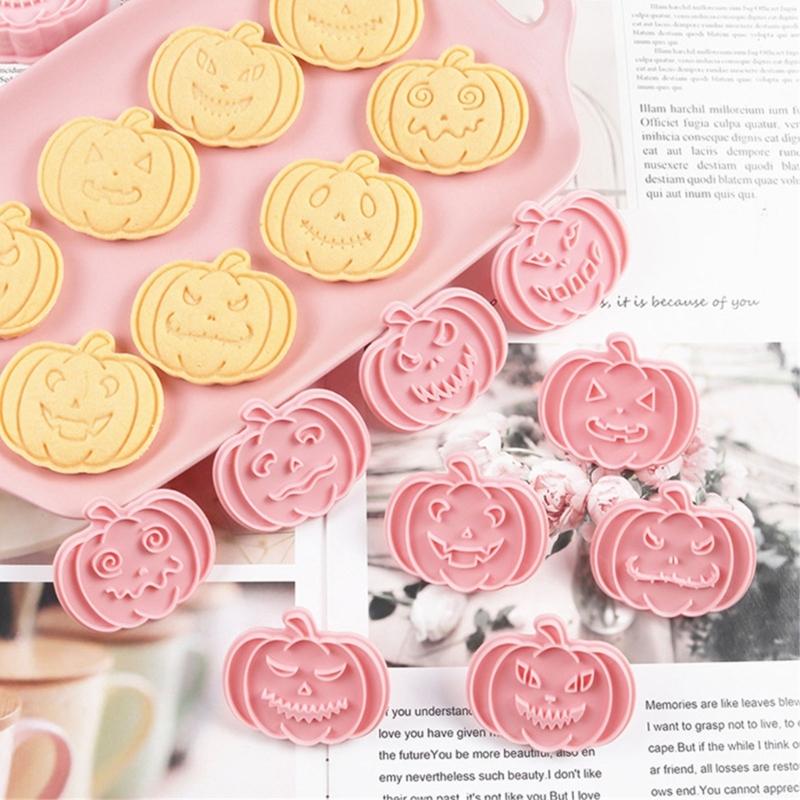 Halloween Cookie Molds 3D Pumpkin Shape Plastic Cutters Stamps Set For Professional Cookie Cakes And Sugar Art Creation